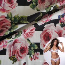spandex floral printed lightweight superfine nylon 4 way stretch lingerie fabric